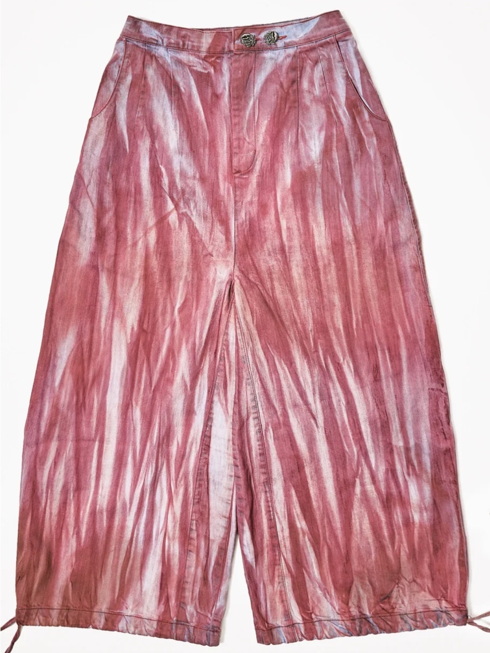 Pipenco Tie-Dye Wide Leg Pants in Rose and Pale Blue
